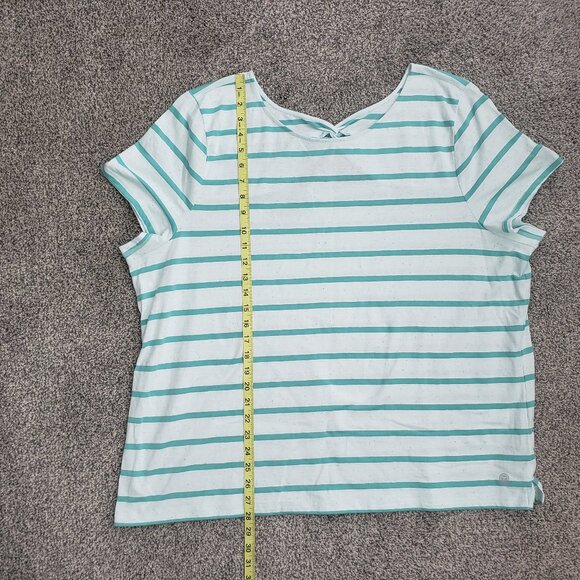***Women’s Talbots Plus Size 3X P Green  Striped Cotton Blend Blouse*** - Picture 6 of 9